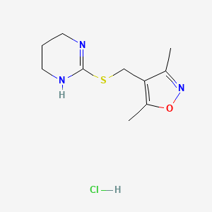 molecular formula C10H16ClN3OS B2600292 3,5-Dimethyl-4-(((1,4,5,6-tetrahydropyrimidin-2-yl)thio)methyl)isoxazole hydrochloride CAS No. 2310147-30-7