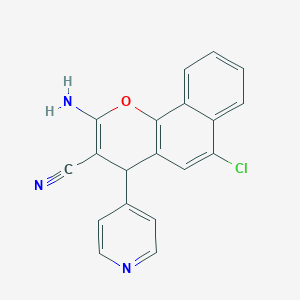 molecular formula C19H12ClN3O B2600293 2-amino-6-chloro-4-(pyridin-4-yl)-4H-benzo[h]chromene-3-carbonitrile CAS No. 1272756-40-7