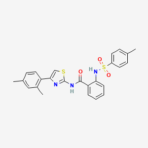 molecular formula C25H23N3O3S2 B2600297 N-[4-(2,4-dimethylphenyl)-1,3-thiazol-2-yl]-2-[(4-methylphenyl)sulfonylamino]benzamide CAS No. 442535-83-3
