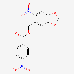 molecular formula C15H10N2O8 B2600298 （6-硝基-1,3-苯并二氧杂环-5-基）甲基4-硝基苯甲酸酯 CAS No. 331460-10-7