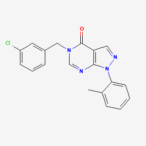 molecular formula C19H15ClN4O B2600301 5-[(3-Chlorophenyl)methyl]-1-(2-methylphenyl)pyrazolo[3,4-d]pyrimidin-4-one CAS No. 895014-84-3