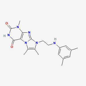 molecular formula C20H24N6O2 B2600304 8-(2-((3,5-dimethylphenyl)amino)ethyl)-1,6,7-trimethyl-1H-imidazo[2,1-f]purine-2,4(3H,8H)-dione CAS No. 923203-69-4