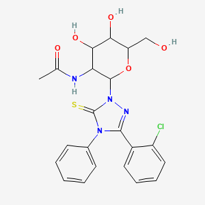 molecular formula C22H23ClN4O5S B2600310 2-[2-(acetylamino)-2-deoxyhexopyranosyl]-5-(2-chlorophenyl)-4-phenyl-2,4-dihydro-3H-1,2,4-triazole-3-thione CAS No. 1191420-96-8