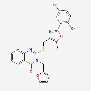 molecular formula C25H20BrN3O4S B2600313 2-(((2-(5-bromo-2-methoxyphenyl)-5-methyloxazol-4-yl)methyl)thio)-3-(furan-2-ylmethyl)quinazolin-4(3H)-one CAS No. 1114648-32-6