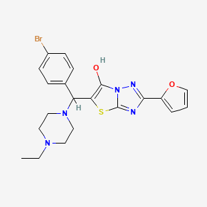 molecular formula C21H22BrN5O2S B2600317 5-((4-溴苯基)(4-乙基哌嗪-1-基)甲基)-2-(呋喃-2-基)噻唑并[3,2-b][1,2,4]三唑-6-醇 CAS No. 887221-35-4