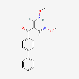 molecular formula C18H18N2O3 B2600319 (E)-3-(methoxyamino)-2-[(E)-methoxyiminomethyl]-1-(4-phenylphenyl)prop-2-en-1-one CAS No. 320416-84-0