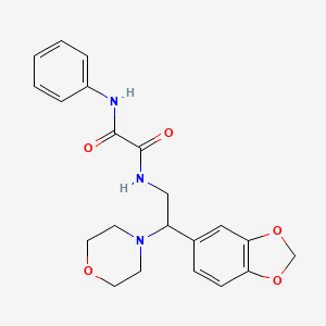 molecular formula C21H23N3O5 B2600325 N-[2-(1,3-benzodioxol-5-yl)-2-morpholinoethyl]-N-phenylethanediamide CAS No. 887218-36-2