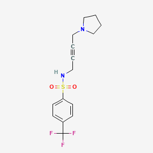 molecular formula C15H17F3N2O2S B2600332 N-(4-(pyrrolidin-1-yl)but-2-yn-1-yl)-4-(trifluoromethyl)benzenesulfonamide CAS No. 1396805-46-1