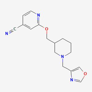 molecular formula C16H18N4O2 B2600334 2-({1-[(1,3-Oxazol-4-yl)methyl]piperidin-3-yl}methoxy)pyridine-4-carbonitrile CAS No. 2380179-67-7