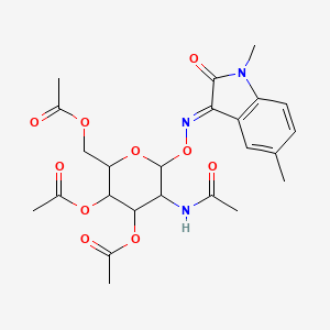 molecular formula C24H29N3O10 B2600338 (E)-5-acetamido-2-(acetoxymethyl)-6-(((1,5-dimethyl-2-oxoindolin-3-ylidene)amino)oxy)tetrahydro-2H-pyran-3,4-diyl 二乙酸酯 CAS No. 1105526-26-8