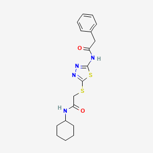 molecular formula C18H22N4O2S2 B2600339 N-cyclohexyl-2-((5-(2-phenylacetamido)-1,3,4-thiadiazol-2-yl)thio)acetamide CAS No. 868974-80-5