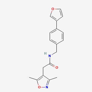 molecular formula C18H18N2O3 B2600343 2-(3,5-dimethylisoxazol-4-yl)-N-(4-(furan-3-yl)benzyl)acetamide CAS No. 2034285-06-6