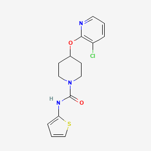 molecular formula C15H16ClN3O2S B2600345 4-((3-氯吡啶-2-基)氧基)-N-(噻吩-2-基)哌啶-1-甲酰胺 CAS No. 1448078-71-4
