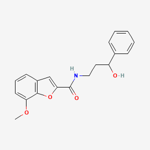 molecular formula C19H19NO4 B2600355 N-(3-hydroxy-3-phenylpropyl)-7-methoxybenzofuran-2-carboxamide CAS No. 1396747-48-0