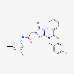 molecular formula C27H25N5O3 B2600359 N-(3,5-二甲基苯基)-2-(4-(4-甲基苄基)-1,5-二氧代-4,5-二氢-[1,2,4]三唑并[4,3-a]喹唑啉-2(1H)-基)乙酰胺 CAS No. 1242910-56-0