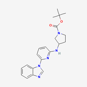 molecular formula C21H25N5O2 B2600360 Tert-butyl 3-[[6-(benzimidazol-1-yl)pyridin-2-yl]amino]pyrrolidine-1-carboxylate CAS No. 2224397-26-4