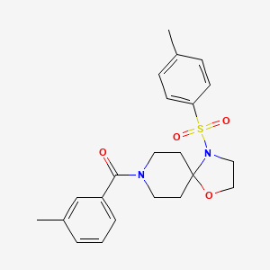 molecular formula C22H26N2O4S B2600361 m-Tolyl(4-tosyl-1-oxa-4,8-diazaspiro[4.5]decan-8-yl)methanone CAS No. 896379-56-9