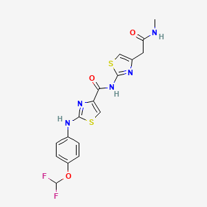 molecular formula C17H15F2N5O3S2 B2600362 2-((4-(二氟甲氧基)苯基)氨基)-N-(4-(2-(甲基氨基)-2-氧代乙基)噻唑-2-基)噻唑-4-甲酰胺 CAS No. 1170836-20-0