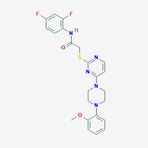 molecular formula C23H23F2N5O2S B2600388 N-(3-methoxypropyl)-6-[(4-{[(2,4,5-trimethylphenyl)sulfonyl]amino}phenyl)thio]nicotinamide CAS No. 1116036-80-6