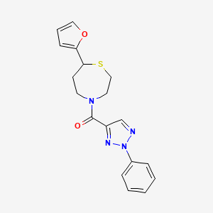 molecular formula C18H18N4O2S B2600405 (7-(呋喃-2-基)-1,4-噻吩-4-基)(2-苯基-2H-1,2,3-三唑-4-基)甲酮 CAS No. 1797638-59-5
