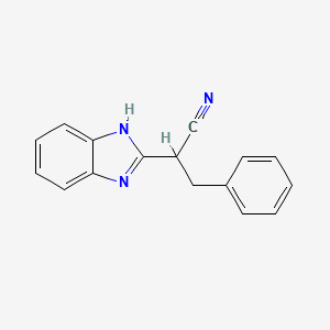 molecular formula C16H13N3 B2600414 2-(1H-benzimidazol-2-yl)-3-phenylpropanenitrile CAS No. 51560-40-8