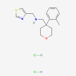 molecular formula C17H24Cl2N2OS B2600423 N-[[4-(2-Methylphenyl)oxan-4-yl]methyl]-1-(1,3-thiazol-4-yl)methanamine;dihydrochloride CAS No. 2418711-80-3