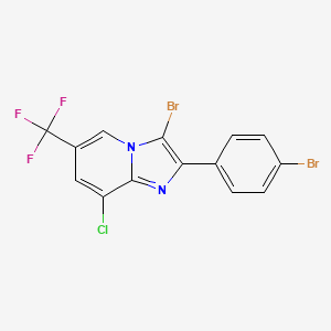 molecular formula C14H6Br2ClF3N2 B2600427 3-溴-2-(4-溴苯基)-8-氯-6-(三氟甲基)咪唑并[1,2-a]吡啶 CAS No. 866137-79-3