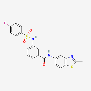 molecular formula C21H16FN3O3S2 B2600436 3-(4-fluorophenylsulfonamido)-N-(2-methylbenzo[d]thiazol-5-yl)benzamide CAS No. 898421-78-8