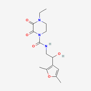 molecular formula C15H21N3O5 B2600443 N-(2-(2,5-二甲基呋喃-3-基)-2-羟乙基)-4-乙基-2,3-二氧哌嗪-1-甲酰胺 CAS No. 2320664-10-4