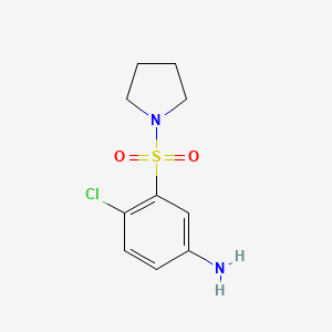 molecular formula C10H13ClN2O2S B2600448 4-Chloro-3-(pyrrolidine-1-sulfonyl)aniline CAS No. 731820-88-5