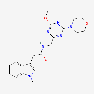 molecular formula C20H24N6O3 B2600452 N-((4-methoxy-6-morpholino-1,3,5-triazin-2-yl)methyl)-2-(1-methyl-1H-indol-3-yl)acetamide CAS No. 2034516-93-1
