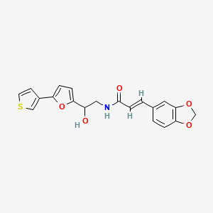 (E)-3-(benzo[d][1,3]dioxol-5-yl)-N-(2-hydroxy-2-(5-(thiophen-3-yl)furan-2-yl)ethyl)acrylamide