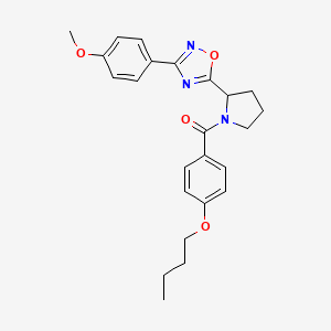 molecular formula C24H27N3O4 B2600456 5-[1-(4-Butoxybenzoyl)pyrrolidin-2-yl]-3-(4-methoxyphenyl)-1,2,4-oxadiazole CAS No. 1046006-43-2