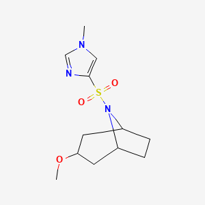 molecular formula C12H19N3O3S B2600457 (1R,5S)-3-甲氧基-8-((1-甲基-1H-咪唑-4-基)磺酰基)-8-氮杂双环[3.2.1]辛烷 CAS No. 2309539-19-1