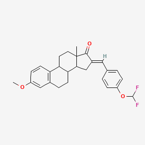 molecular formula C27H28F2O3 B2600459 (E)-16-(4-(difluoromethoxy)benzylidene)-3-methoxy-13-methyl-7,8,9,11,12,13,15,16-octahydro-6H-cyclopenta[a]phenanthren-17(14H)-one CAS No. 1192740-86-5