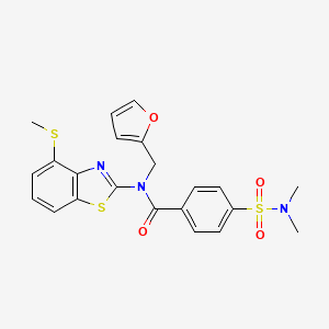 molecular formula C22H21N3O4S3 B2600463 4-(N,N-dimethylsulfamoyl)-N-(furan-2-ylmethyl)-N-(4-(methylthio)benzo[d]thiazol-2-yl)benzamide CAS No. 923404-87-9