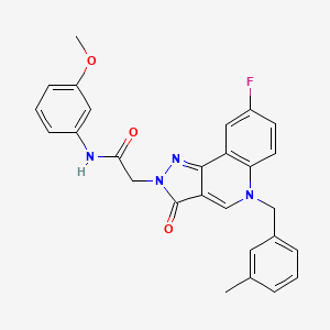 molecular formula C27H23FN4O3 B2600465 2-(8-fluoro-5-(3-methylbenzyl)-3-oxo-3,5-dihydro-2H-pyrazolo[4,3-c]quinolin-2-yl)-N-(3-methoxyphenyl)acetamide CAS No. 1189953-22-7
