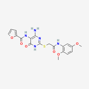 molecular formula C19H19N5O6S B2600468 N-(4-氨基-2-((2-((2,5-二甲氧基苯基)氨基)-2-氧代乙基)硫)-6-氧代-1,6-二氢嘧啶-5-基)呋喃-2-甲酰胺 CAS No. 868226-30-6