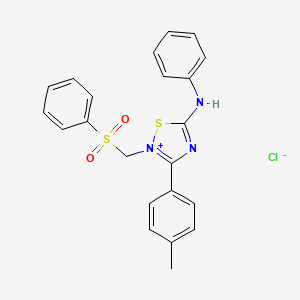 5-(Phenylamino)-2-((phenylsulfonyl)methyl)-3-(p-tolyl)-1,2,4-thiadiazol-2-ium chloride