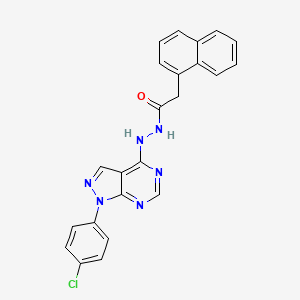 molecular formula C23H17ClN6O B2600491 N-{[1-(4-chlorophenyl)pyrazolo[4,5-e]pyrimidin-4-yl]amino}-2-naphthylacetamide CAS No. 881083-38-1