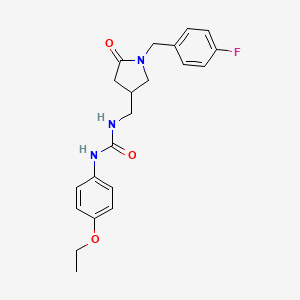 molecular formula C21H24FN3O3 B2600508 1-(4-Ethoxyphenyl)-3-((1-(4-fluorobenzyl)-5-oxopyrrolidin-3-yl)methyl)urea CAS No. 955259-32-2