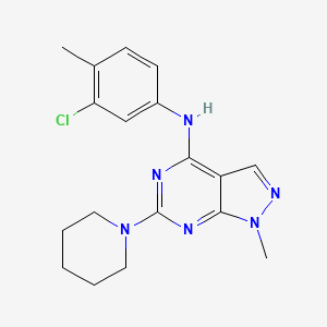 molecular formula C18H21ClN6 B2600521 N-(3-chloro-4-methylphenyl)-1-methyl-6-(piperidin-1-yl)-1H-pyrazolo[3,4-d]pyrimidin-4-amine CAS No. 878064-75-6