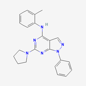 molecular formula C22H22N6 B2600526 N-(2-甲基苯基)-1-苯基-6-(吡咯烷-1-基)-1H-吡唑并[3,4-d]嘧啶-4-胺 CAS No. 946321-74-0