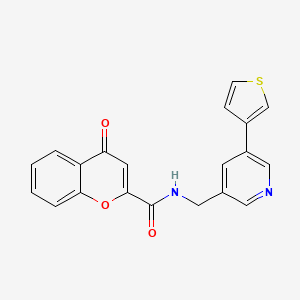molecular formula C20H14N2O3S B2600537 4-oxo-N-((5-(thiophen-3-yl)pyridin-3-yl)methyl)-4H-chromene-2-carboxamide CAS No. 1704638-27-6