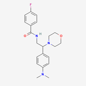 molecular formula C21H26FN3O2 B2600546 N-(2-(4-(二甲氨基)苯基)-2-吗啉乙基)-4-氟苯甲酰胺 CAS No. 946262-86-8