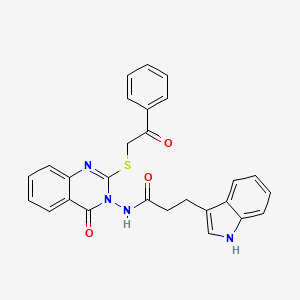 molecular formula C27H22N4O3S B2600549 3-(1H-吲哚-3-基)-N-(4-氧代-2-((2-氧代-2-苯乙基)硫代)喹唑啉-3(4H)-基)丙酰胺 CAS No. 422278-71-5