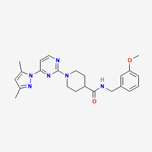 molecular formula C23H28N6O2 B2600550 1-[4-(3,5-dimethyl-1H-pyrazol-1-yl)-2-pyrimidinyl]-N~4~-(3-methoxybenzyl)-4-piperidinecarboxamide CAS No. 1251577-17-9