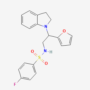 4-fluoro-N-(2-(furan-2-yl)-2-(indolin-1-yl)ethyl)benzenesulfonamide