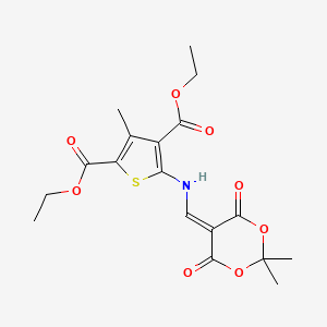 Diethyl 5-(((2,2-dimethyl-4,6-dioxo-1,3-dioxan-5-ylidene)methyl)amino)-3-methylthiophene-2,4-dicarboxylate