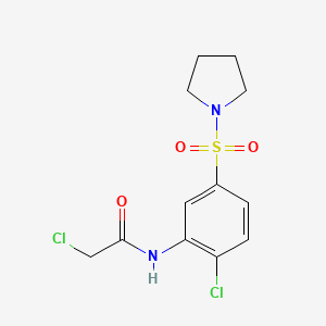 molecular formula C12H14Cl2N2O3S B2600580 2-chloro-N-[2-chloro-5-(pyrrolidine-1-sulfonyl)phenyl]acetamide CAS No. 380432-18-8